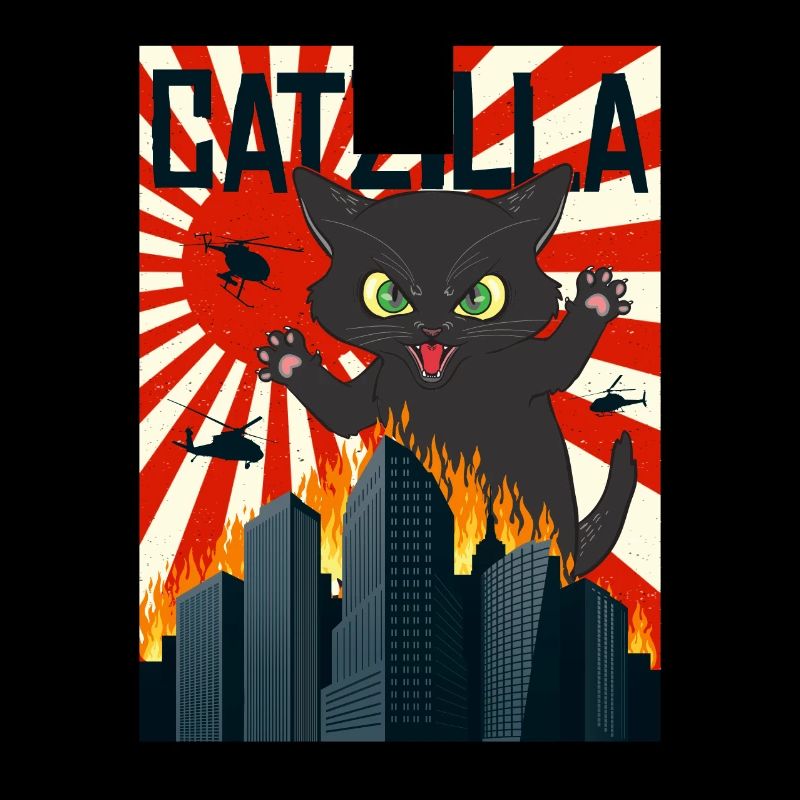 Catzilla I chat chats chat noir chatons