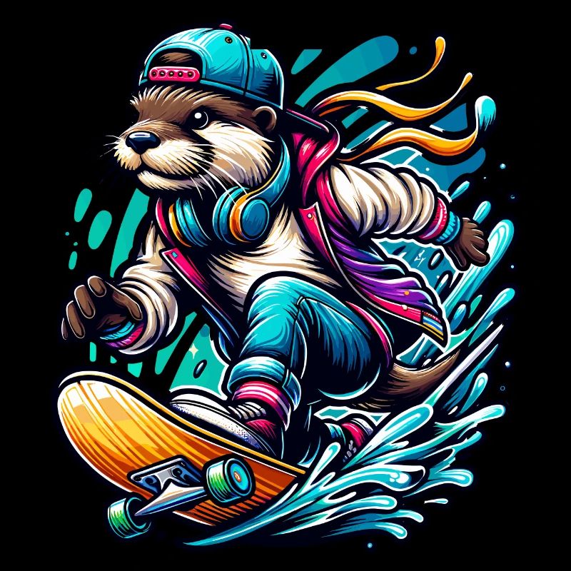 Fantastico skateboarder lontra in stile street