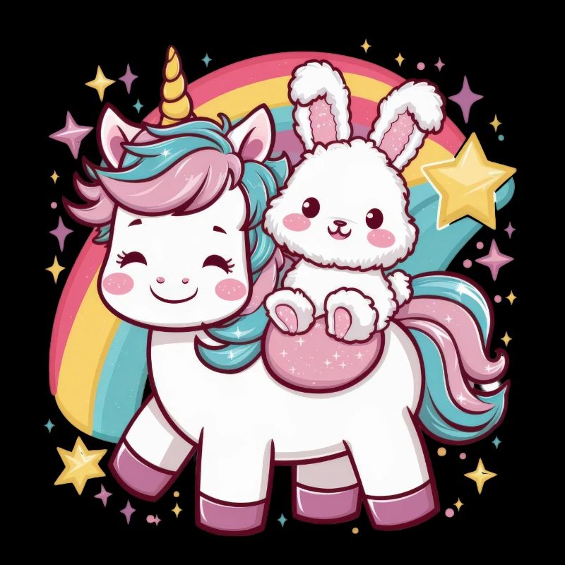 Licorne avec lapin mignon