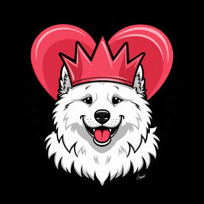 Cool Samoyède Chien avec Couronne