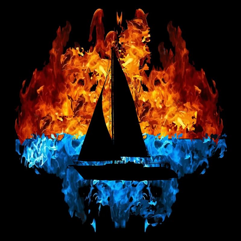Sailing Red Blue Fire Sailboat Sailor Sailing