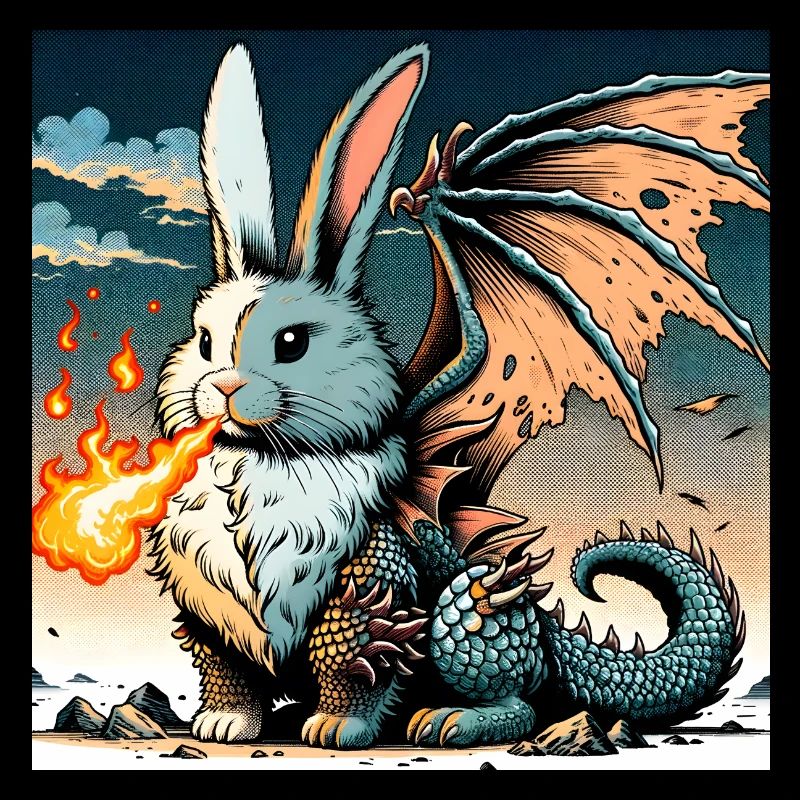 Feuerspeiender Hase Drache #01