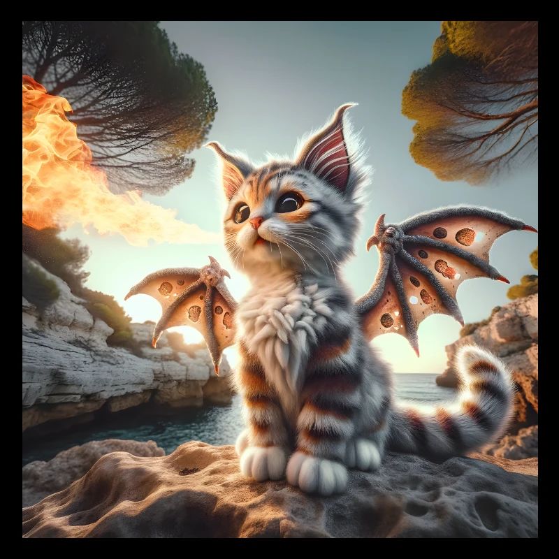 Feuerspeiendes Kätzchen Drache #01