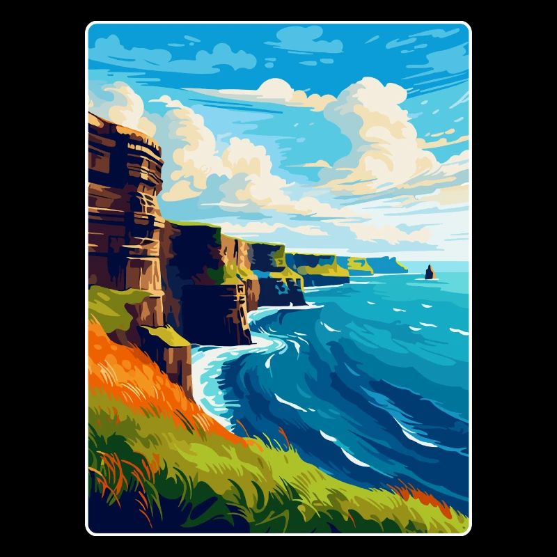 Falaises de Moher Irlande Royaume-Uni Affiche de voyage vintage
