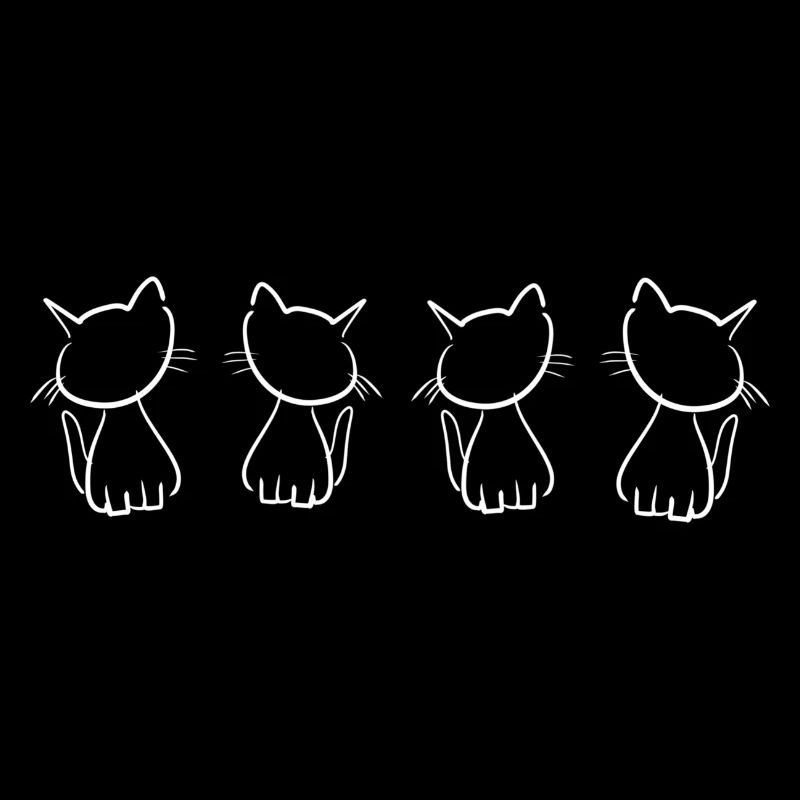 four cats animals cute pet shape