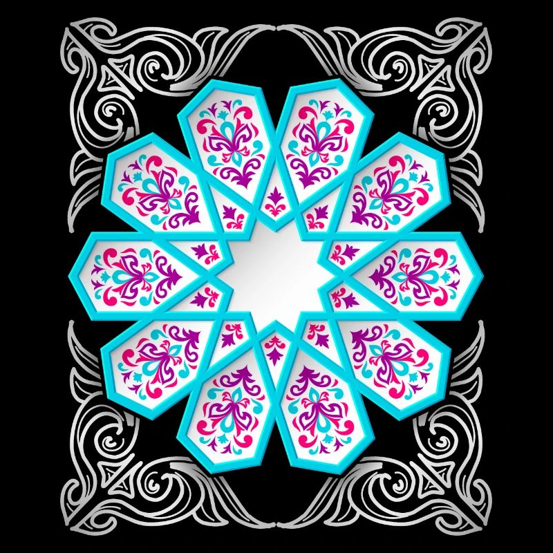 Persian ornament with silver décor in 3D style