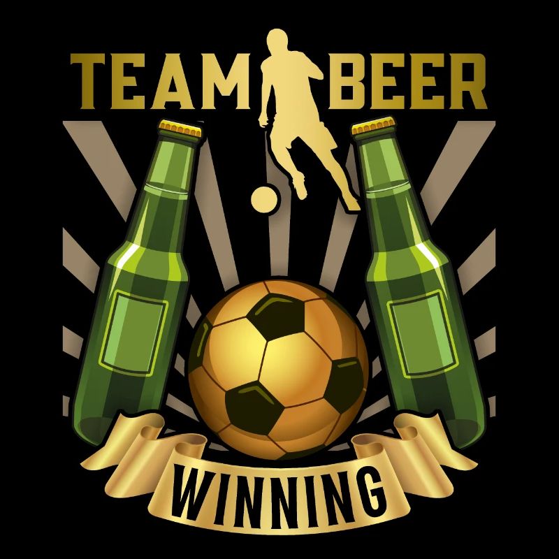Fußball, Bier, Bierspruch mit Bierflaschen Spruch