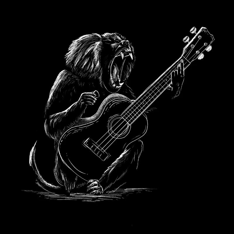 Affe mit Ukulele – Musik Design