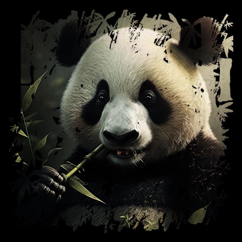 Beautiful black and white panda snacking