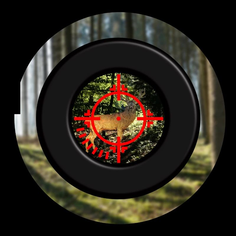 Ein Hirsch durch das Zielfernrohr zu sehen