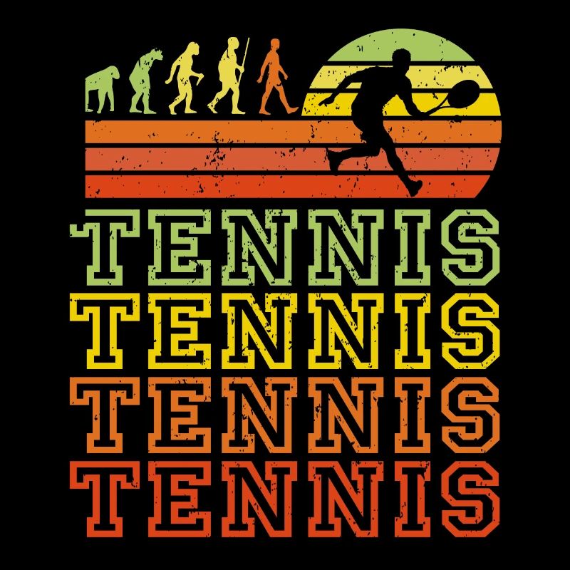 Tennis Retro lettering Evolution tennis player