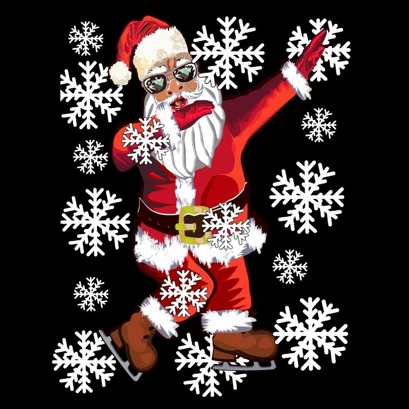 Weihnachtsmann mit coole Brillen und Schlittschuhe