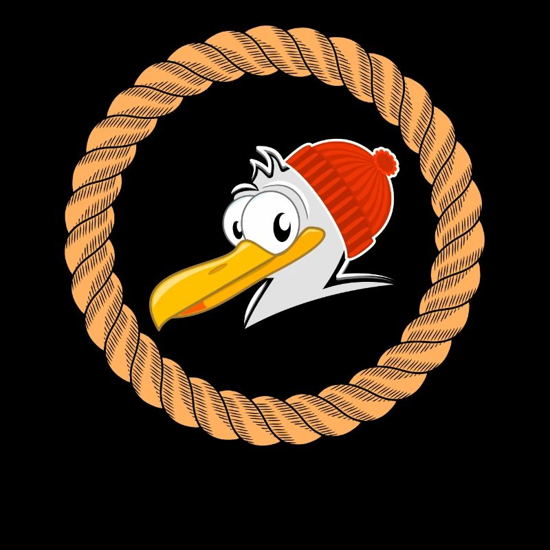 Seagull with wool hat for sailors boaters captains