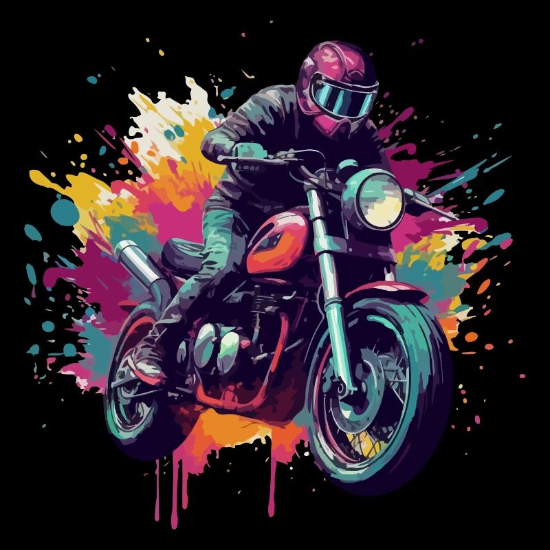 Moto avec tâche de couleur.