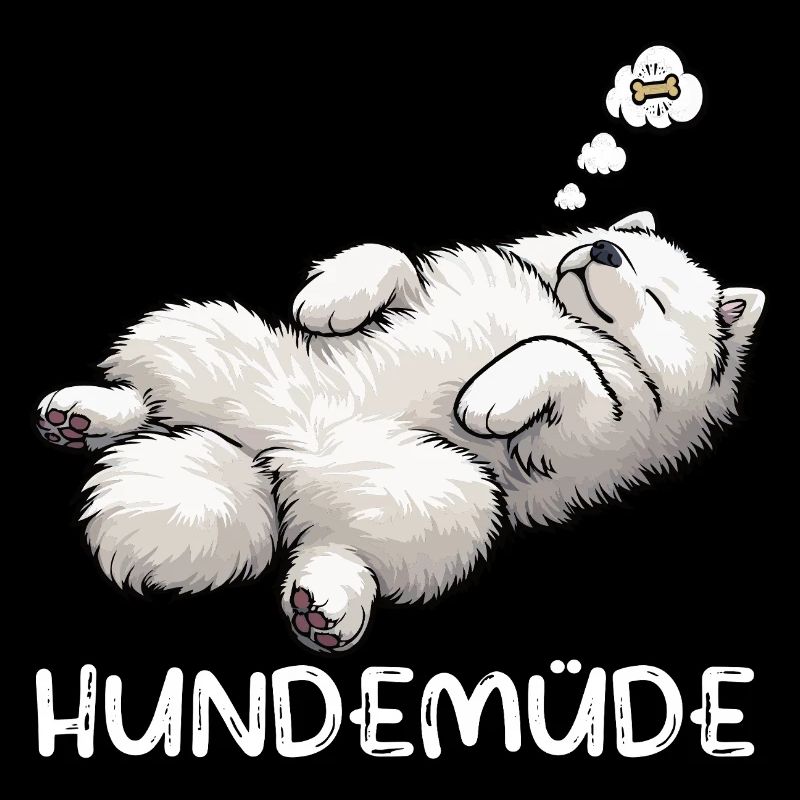 Hundemüde Samojede Samojedenbesitzer Samojedenhund