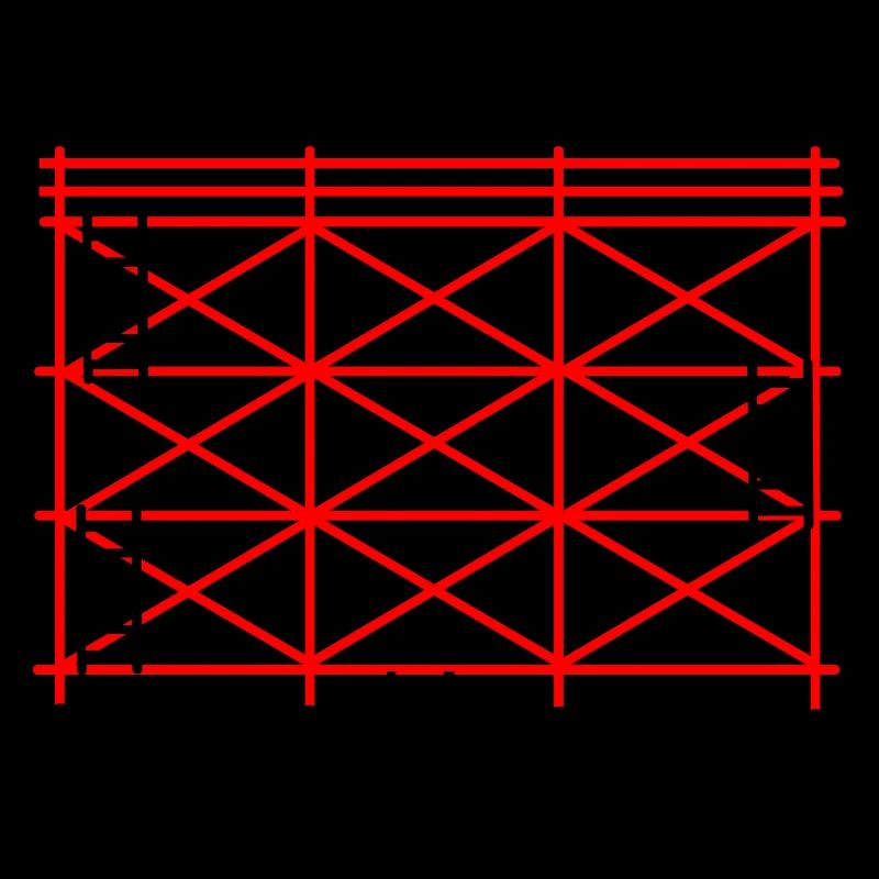 Rotes Gerüst mit schwarzer Stufenkonstruktion
