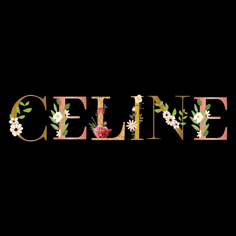 CELINE name adorned with flowers