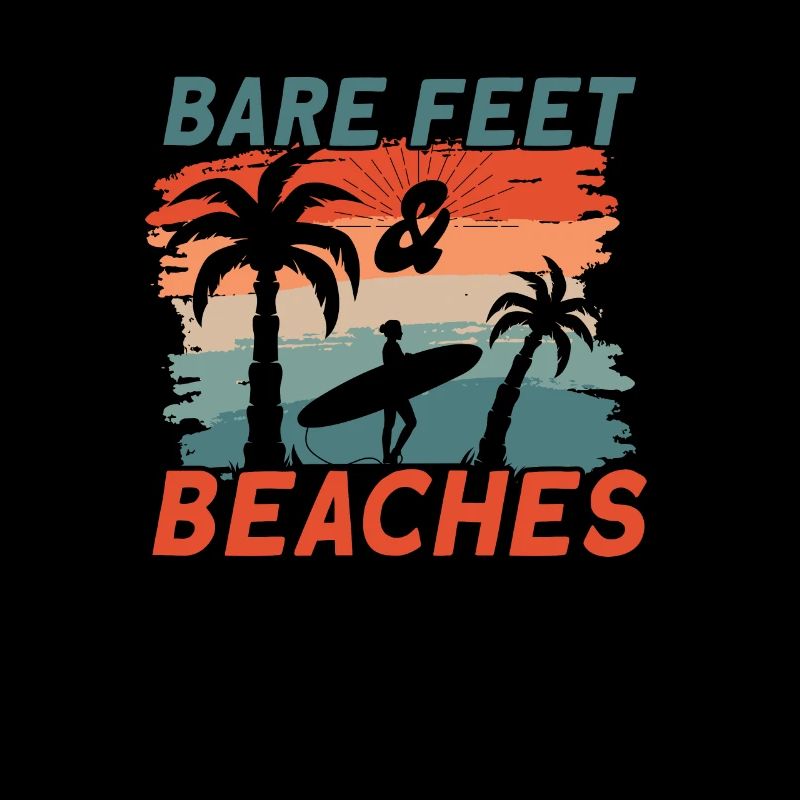 Surf Barefoot Beach Surfer Board Heure d’été