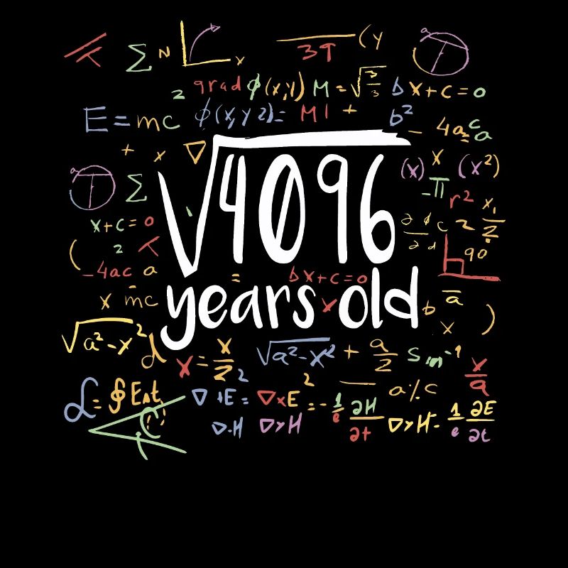 Square Root of 4096 Math Nerd 64th Birthday