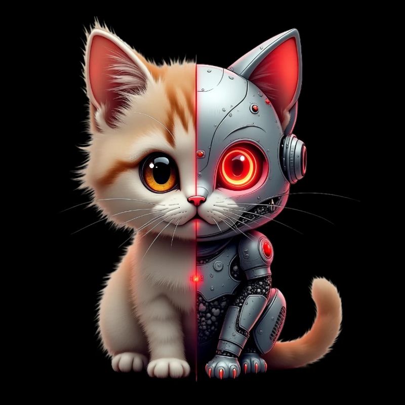 Drôle Robot Chat Tech Chats Cyborg Animal Chat