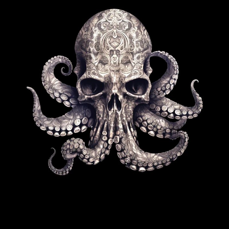 Octopus Skull Enigmatic Vintage Gradient Tentacules