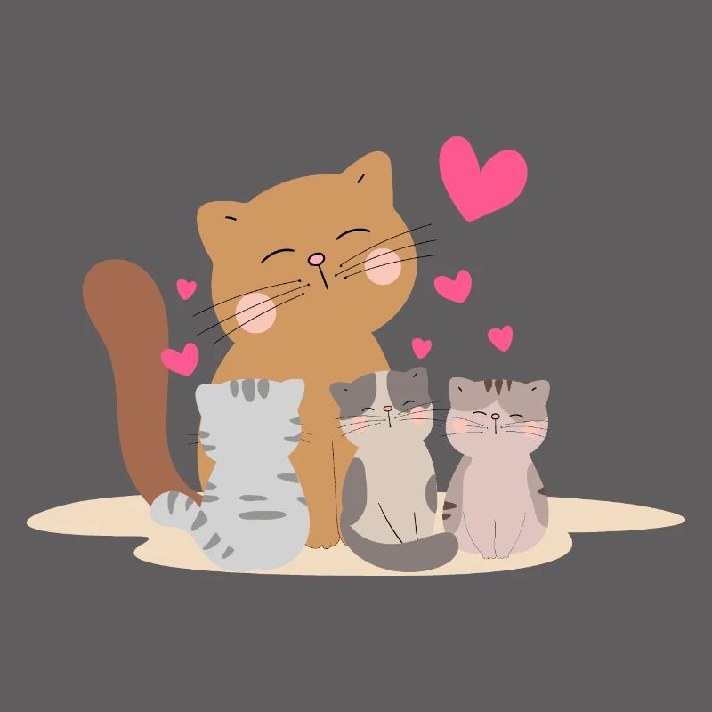 Mutter Katze mit ihren Kätzchen mit so viel Liebe!