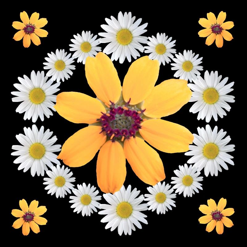 Daisies Orange Blossom Daisies Floral Pattern