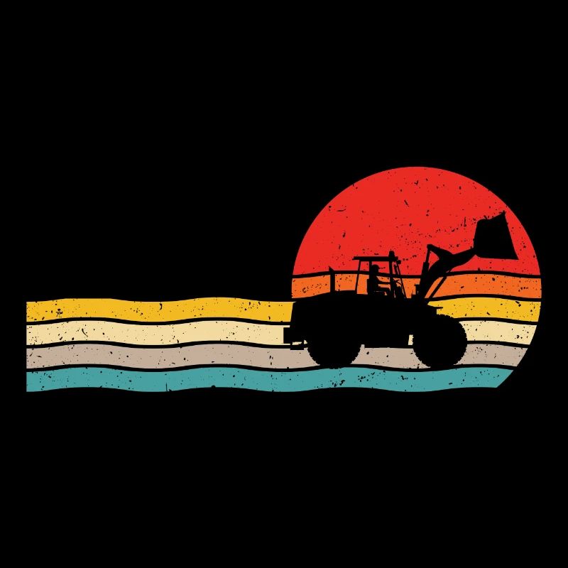 wheel loader retro t-shirt wheel loader driver