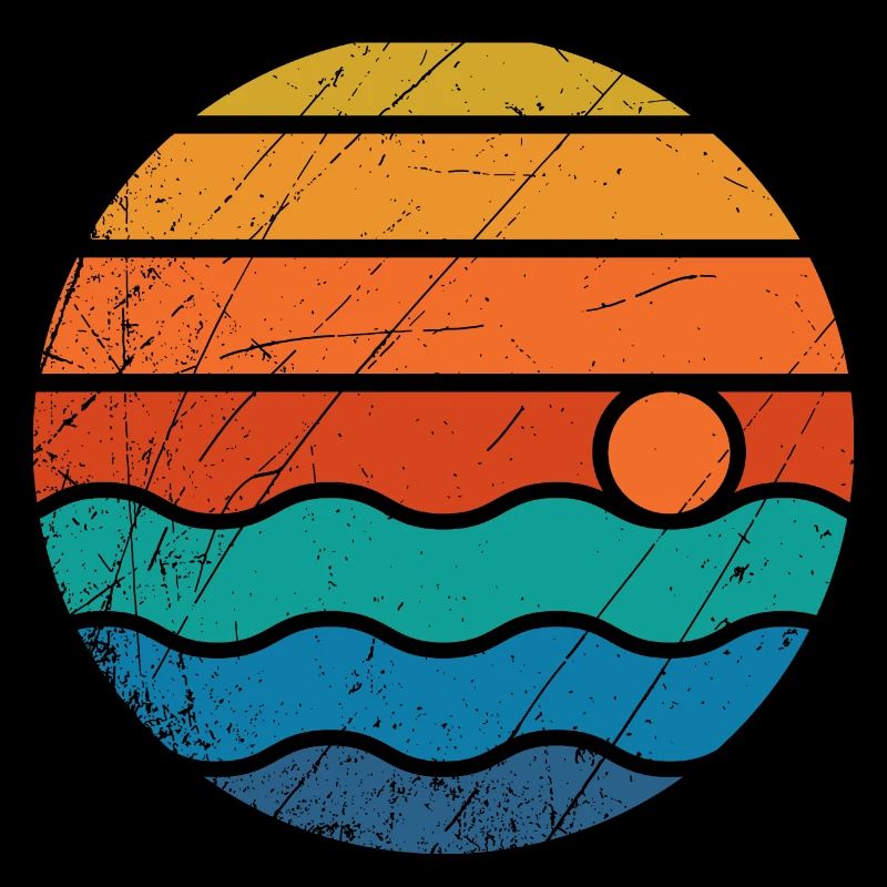 Coucher de soleil eau vagues cadeau été