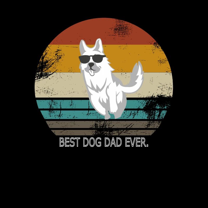 Weißer Schweizer Schäferhund Hund Geschenk Retro