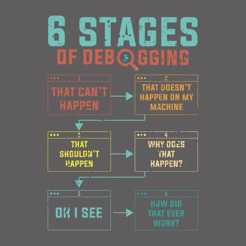Programmierer 6 Stages of debugging