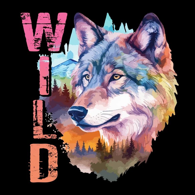 Loup Sauvage Wolf Head Nature Wilderness Forest Trees Art