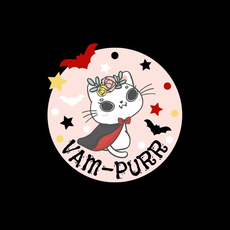 Vampurr. Vampire Kitty. Kawaii Pastel Vampire Cat.