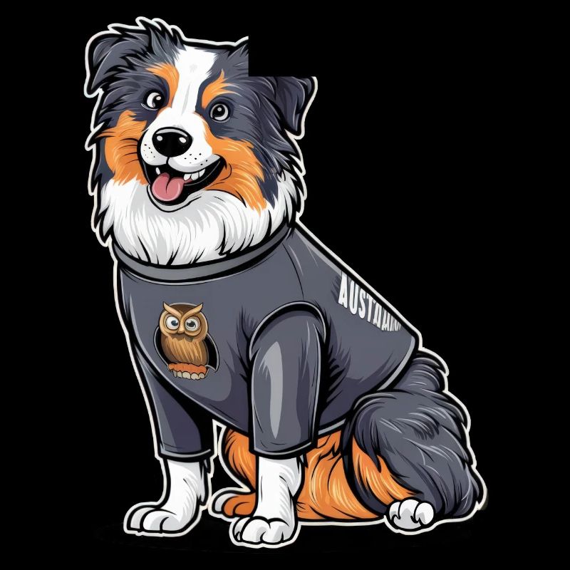 Cute Australian Shepherd with Owl