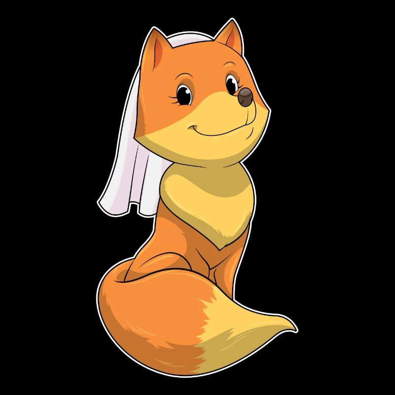 Fox as bride with veil
