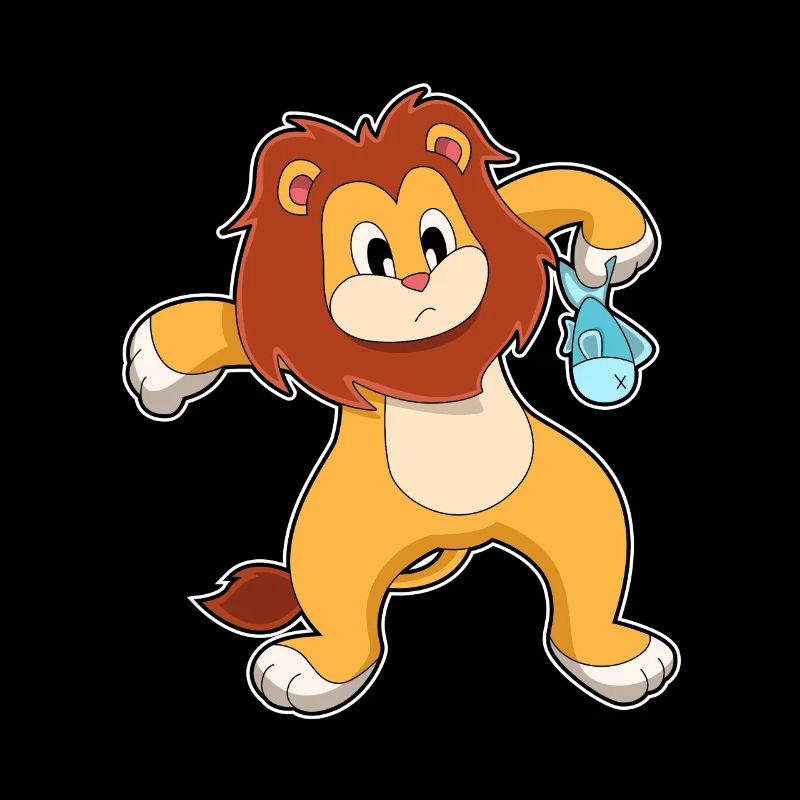 Lion avec du poisson