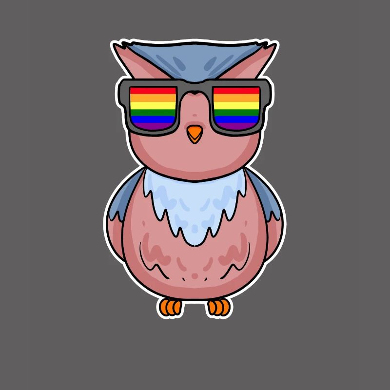 Regenbogen - Eule mit Brille