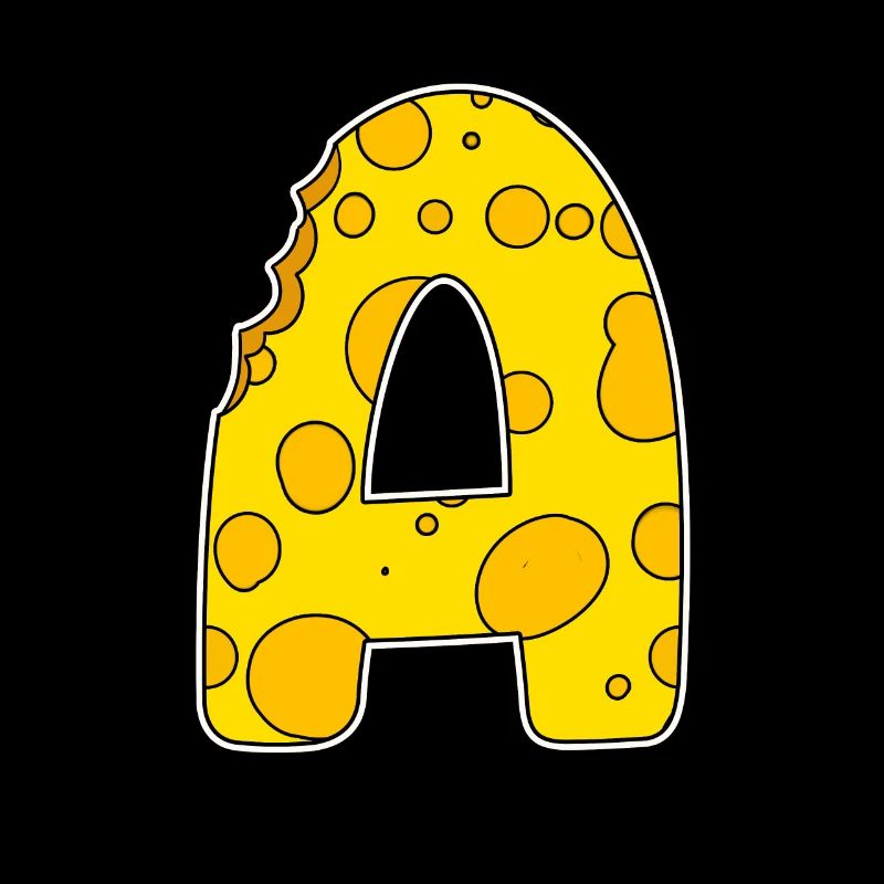 Lettre A - Lettre initiale A - Motif Fromage