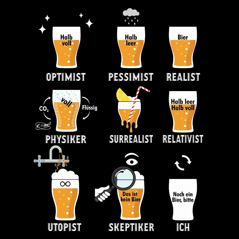 Bier Geschenk Halb Voll Zitat Sarkasmus Nerd Humor