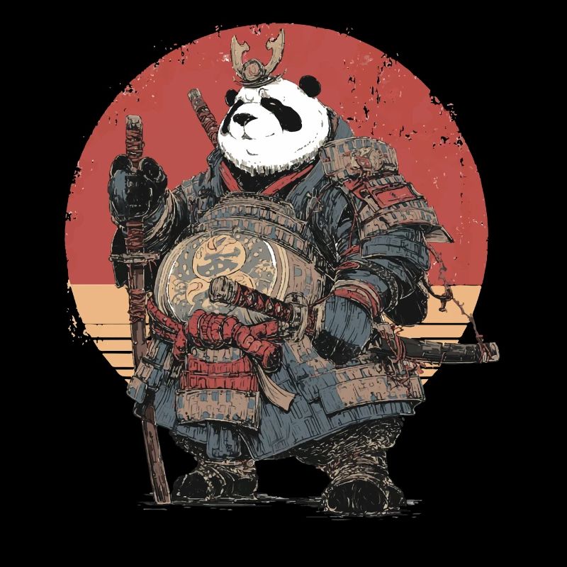 Panda samouraï en armure solide