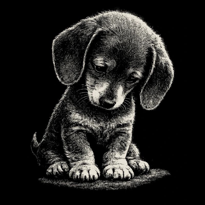 Teckel Chiot mignon, mignon, honte, art triste, triste