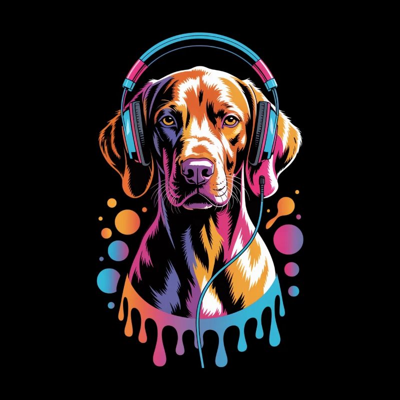 Viszla avec un casque