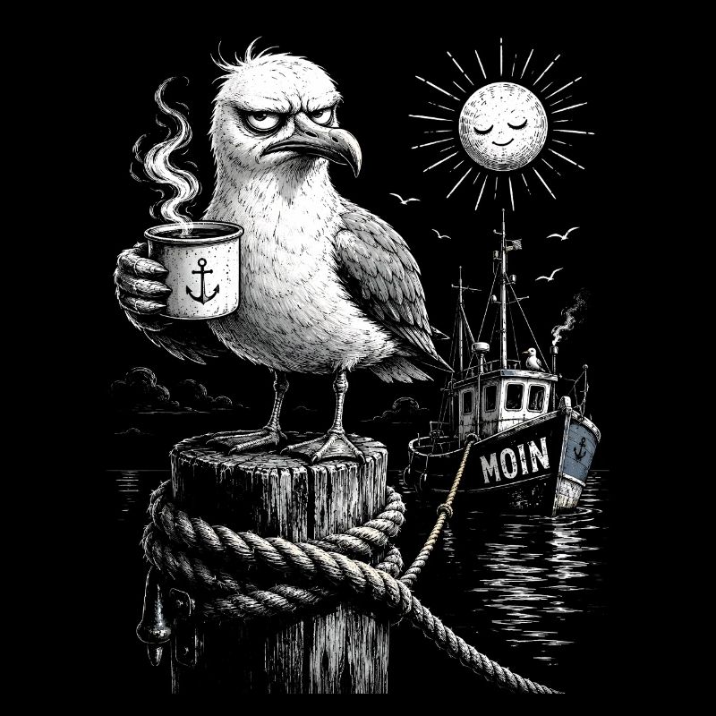 MOIN – Grumpy Seagull with Coffee