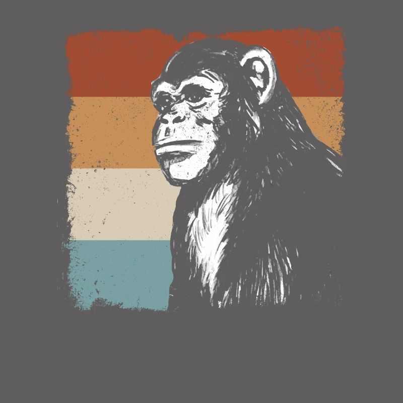 Singe Chimpanzé Orange Monkey - Retro Monkey