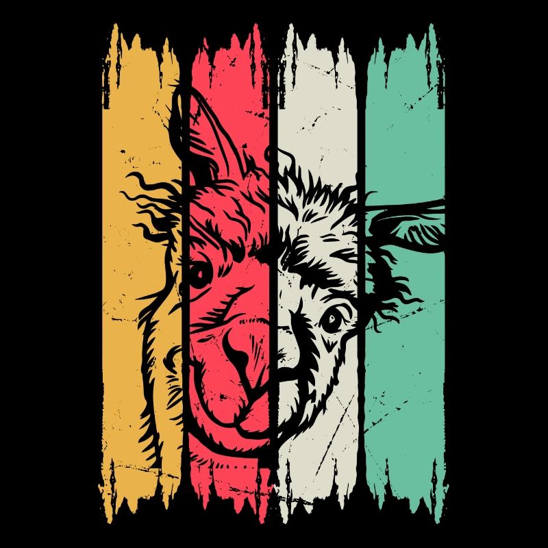 Llama Head Retro Llama Farmer - Funny Llama Alpaca
