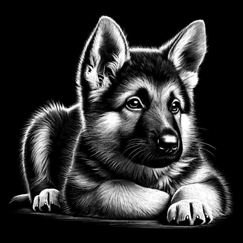 Chiot berger allemand super mignon en position couchée