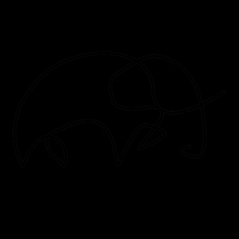 one line elephant black