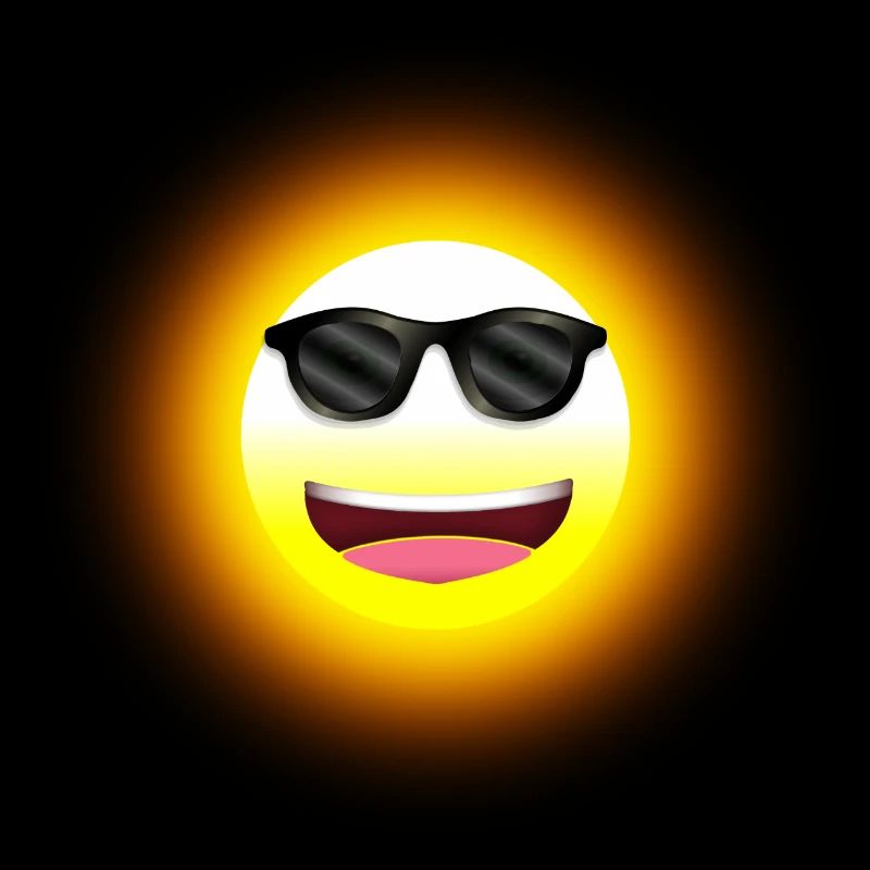 Soleil jaune riant avec lunettes de soleil décontractées