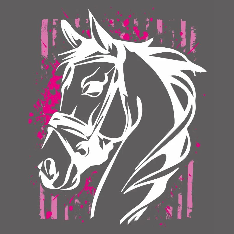 Cheval de style graffiti avec éclaboussure de couleur rose