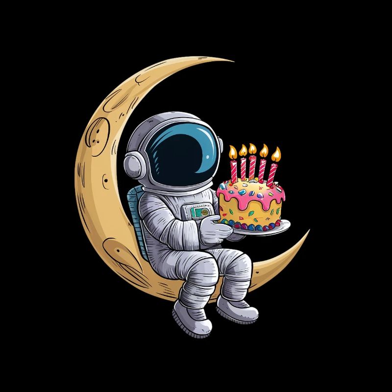 Astronaute sur la lune avec gâteau